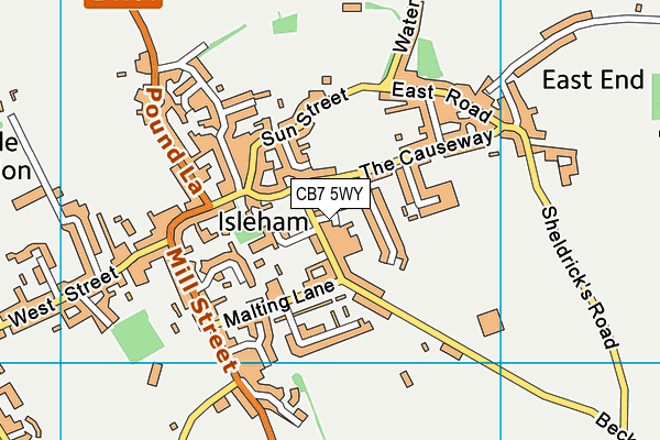 CB7 5WY map - OS VectorMap District (Ordnance Survey)