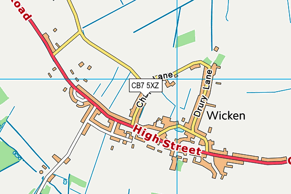 Wicken Recreation Ground map (CB7 5XZ) - OS VectorMap District (Ordnance Survey)