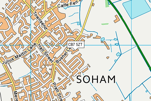 CB7 5ZT map - OS VectorMap District (Ordnance Survey)