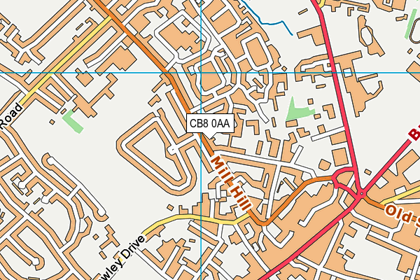 CB8 0AA map - OS VectorMap District (Ordnance Survey)