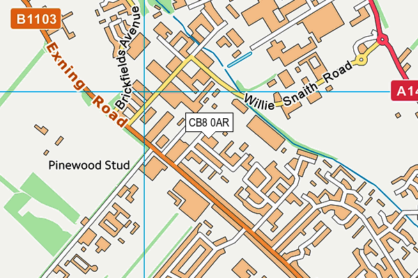 CB8 0AR map - OS VectorMap District (Ordnance Survey)
