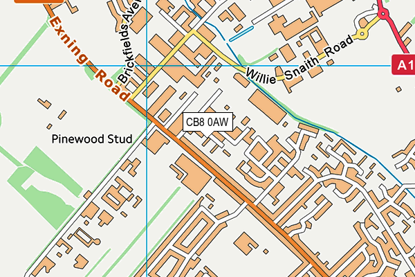CB8 0AW map - OS VectorMap District (Ordnance Survey)
