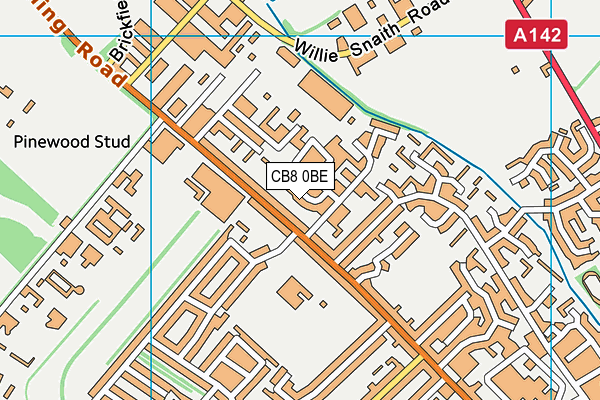 CB8 0BE map - OS VectorMap District (Ordnance Survey)