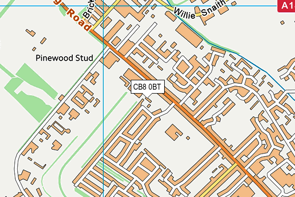 CB8 0BT map - OS VectorMap District (Ordnance Survey)
