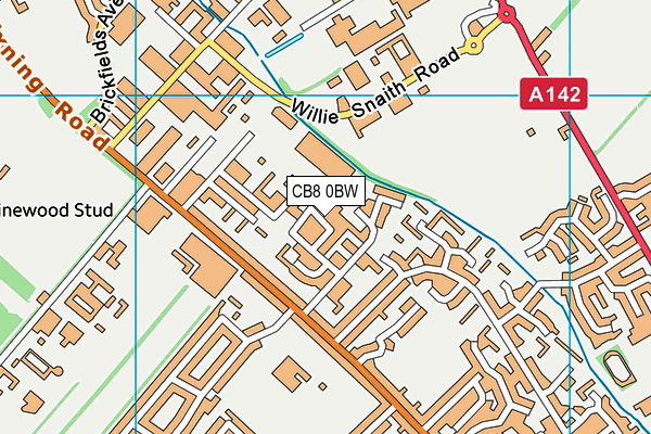 CB8 0BW map - OS VectorMap District (Ordnance Survey)