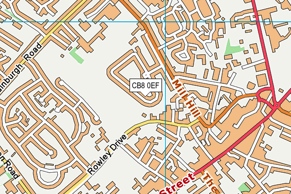 CB8 0EF map - OS VectorMap District (Ordnance Survey)