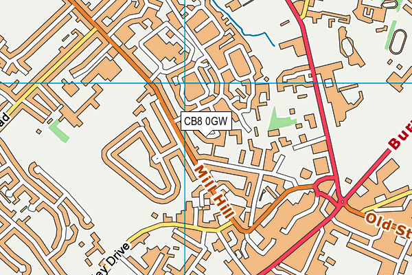 CB8 0GW map - OS VectorMap District (Ordnance Survey)