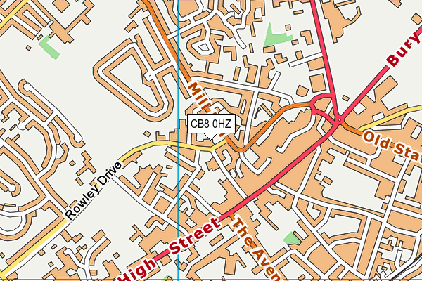CB8 0HZ map - OS VectorMap District (Ordnance Survey)