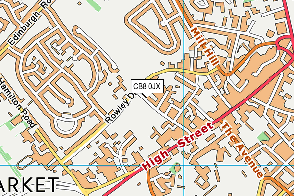 CB8 0JX map - OS VectorMap District (Ordnance Survey)