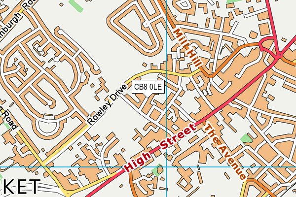 CB8 0LE map - OS VectorMap District (Ordnance Survey)