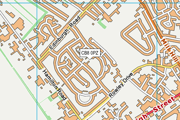 CB8 0PZ map - OS VectorMap District (Ordnance Survey)