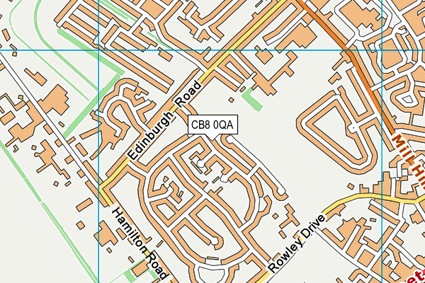 CB8 0QA map - OS VectorMap District (Ordnance Survey)