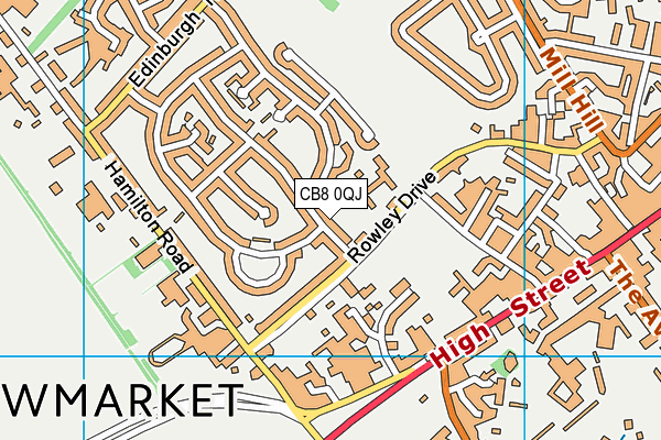 CB8 0QJ map - OS VectorMap District (Ordnance Survey)