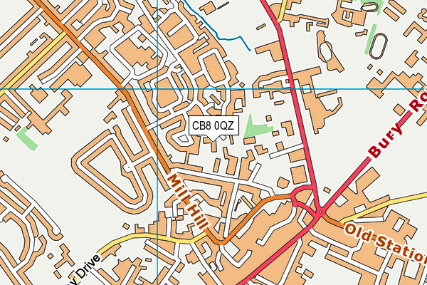 CB8 0QZ map - OS VectorMap District (Ordnance Survey)