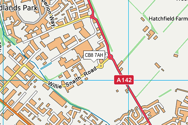 CB8 7AH map - OS VectorMap District (Ordnance Survey)