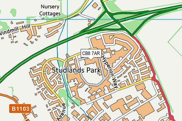 CB8 7AR map - OS VectorMap District (Ordnance Survey)