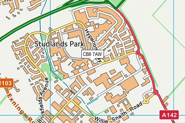 CB8 7AW map - OS VectorMap District (Ordnance Survey)