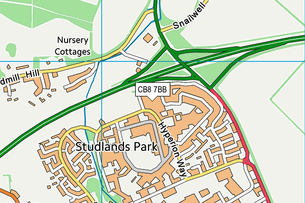 CB8 7BB map - OS VectorMap District (Ordnance Survey)