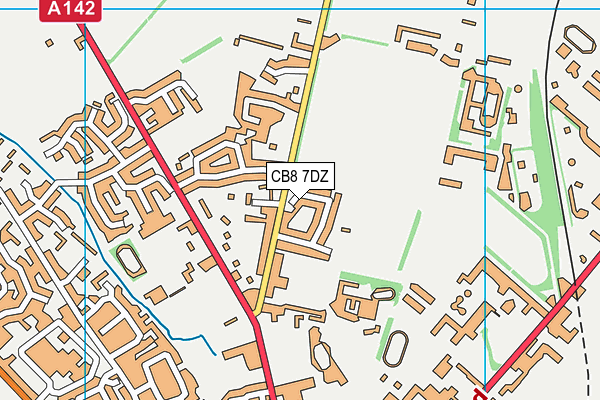 CB8 7DZ map - OS VectorMap District (Ordnance Survey)