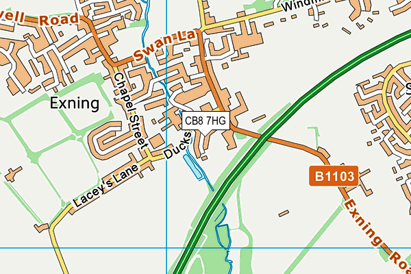 CB8 7HG map - OS VectorMap District (Ordnance Survey)
