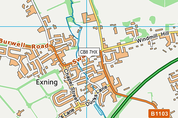 CB8 7HX map - OS VectorMap District (Ordnance Survey)