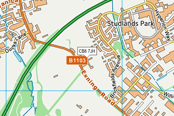 CB8 7JH map - OS VectorMap District (Ordnance Survey)