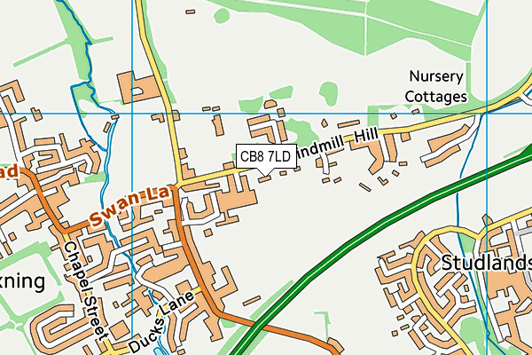 CB8 7LD map - OS VectorMap District (Ordnance Survey)