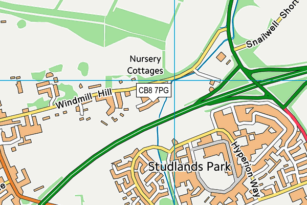 CB8 7PG map - OS VectorMap District (Ordnance Survey)