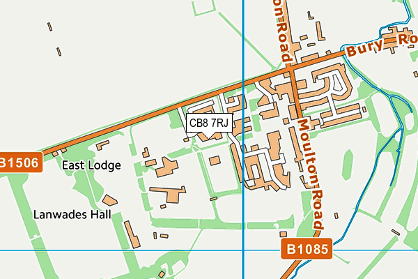 CB8 7RJ map - OS VectorMap District (Ordnance Survey)