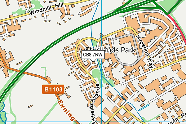 CB8 7RW map - OS VectorMap District (Ordnance Survey)