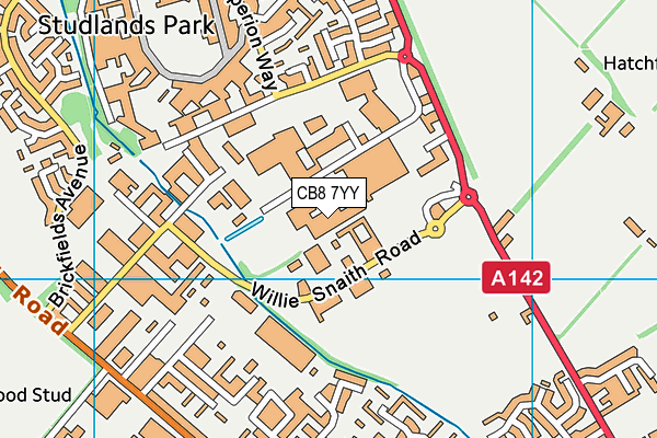 CB8 7YY map - OS VectorMap District (Ordnance Survey)