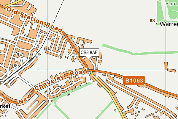 CB8 8AF map - OS VectorMap District (Ordnance Survey)