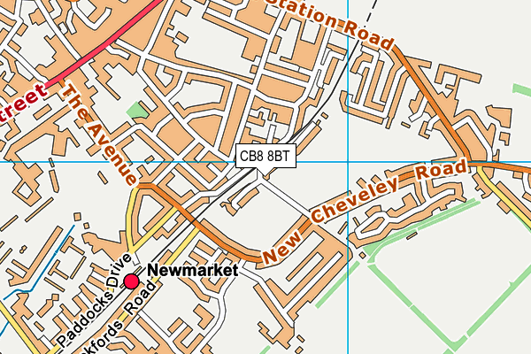 Newmarket Town Football Club map (CB8 8BT) - OS VectorMap District (Ordnance Survey)