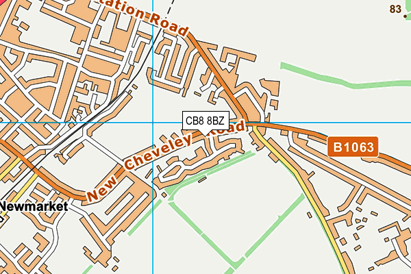 CB8 8BZ map - OS VectorMap District (Ordnance Survey)