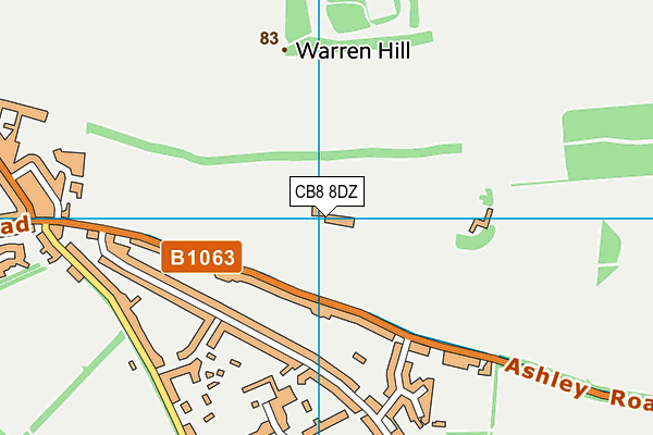 CB8 8DZ map - OS VectorMap District (Ordnance Survey)