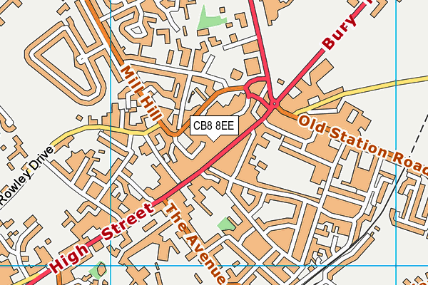 CB8 8EE map - OS VectorMap District (Ordnance Survey)