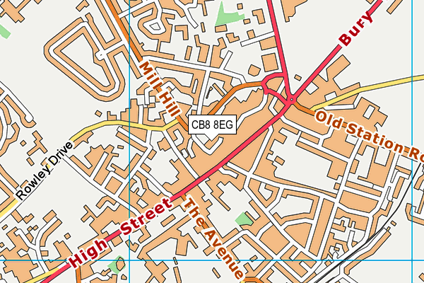 CB8 8EG map - OS VectorMap District (Ordnance Survey)