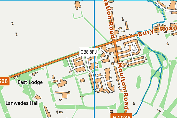 CB8 8FJ map - OS VectorMap District (Ordnance Survey)