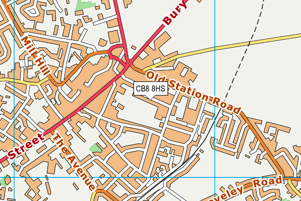 CB8 8HS map - OS VectorMap District (Ordnance Survey)