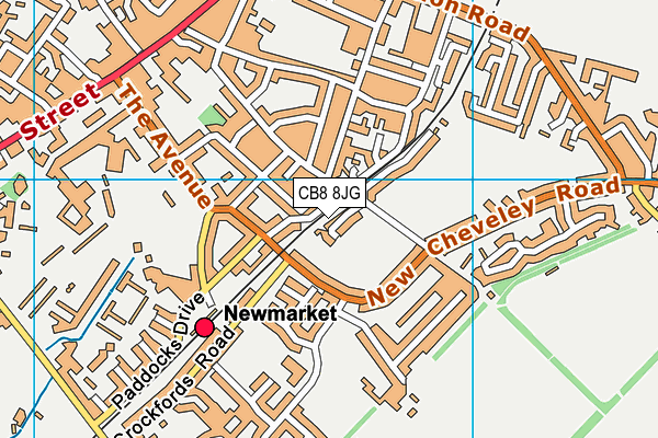 CB8 8JG map - OS VectorMap District (Ordnance Survey)