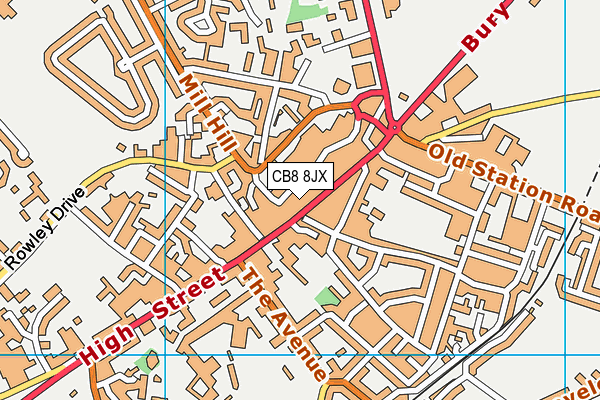CB8 8JX map - OS VectorMap District (Ordnance Survey)