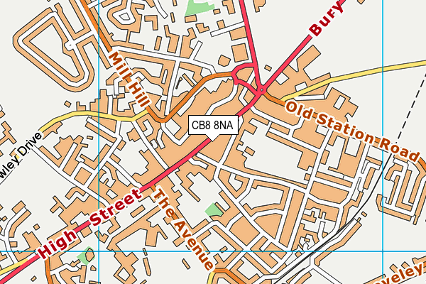 CB8 8NA map - OS VectorMap District (Ordnance Survey)