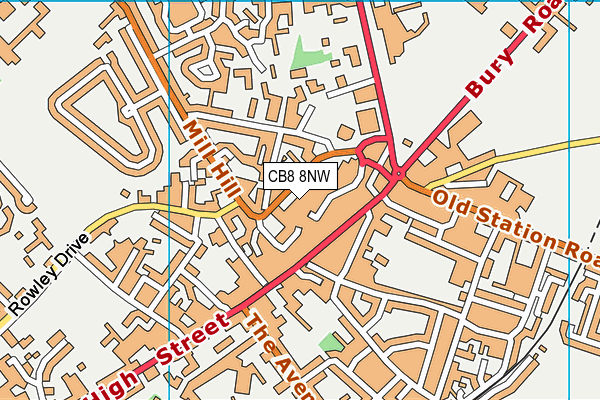 CB8 8NW map - OS VectorMap District (Ordnance Survey)