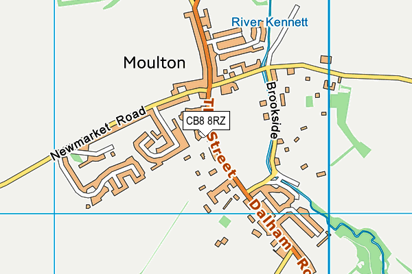 CB8 8RZ map - OS VectorMap District (Ordnance Survey)