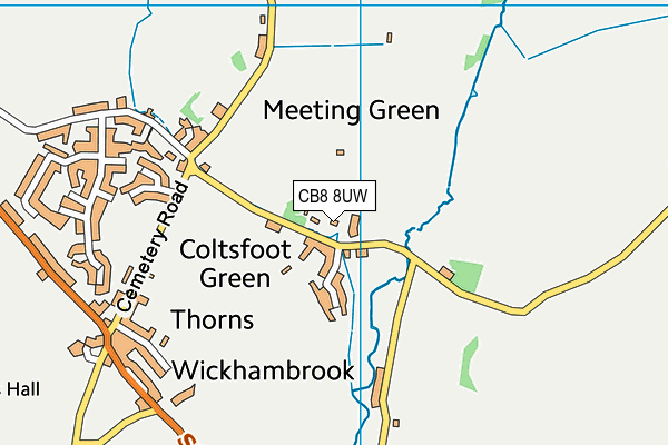 CB8 8UW map - OS VectorMap District (Ordnance Survey)