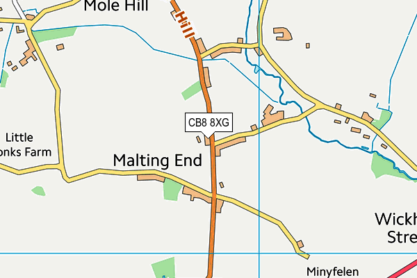 CB8 8XG map - OS VectorMap District (Ordnance Survey)