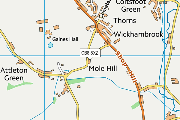 CB8 8XZ map - OS VectorMap District (Ordnance Survey)