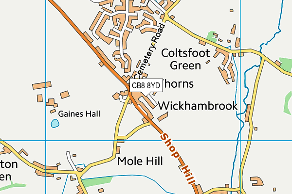 CB8 8YD map - OS VectorMap District (Ordnance Survey)