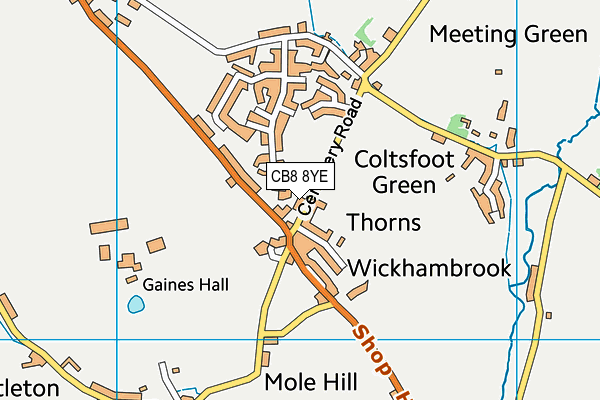 CB8 8YE map - OS VectorMap District (Ordnance Survey)