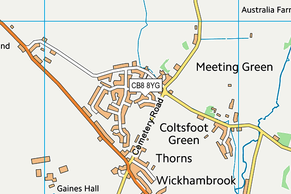 CB8 8YG map - OS VectorMap District (Ordnance Survey)